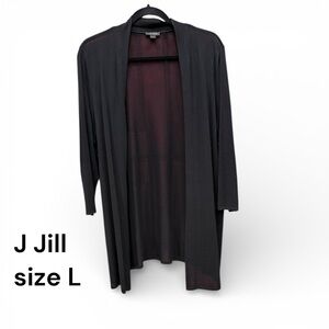 J JILL Wearever Collection Black Lightweight Open Cardigan Long Sleeve Size L